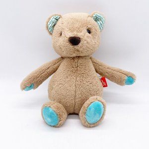 B SOFTIES Plush Teddy Bear Lovey Brown Teal Dots Stuffed Animal Beans 11 Inch